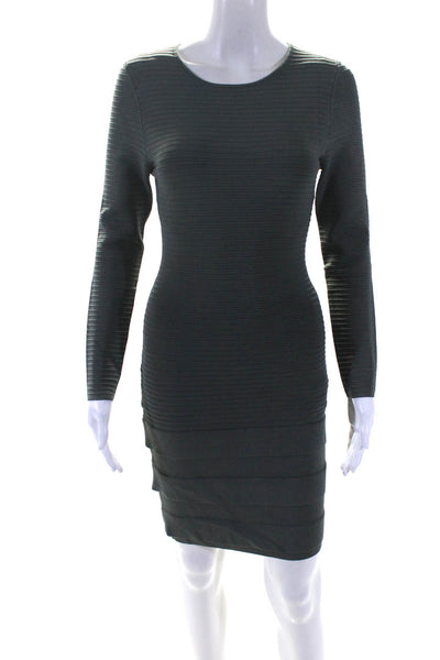 Rolo & Ale Women's Long Sleeve Knee Length Bandage Dress Green Size S