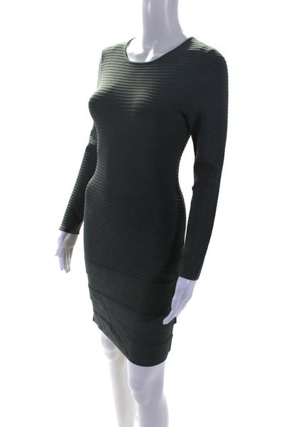 Rolo & Ale Women's Long Sleeve Knee Length Bandage Dress Green Size S