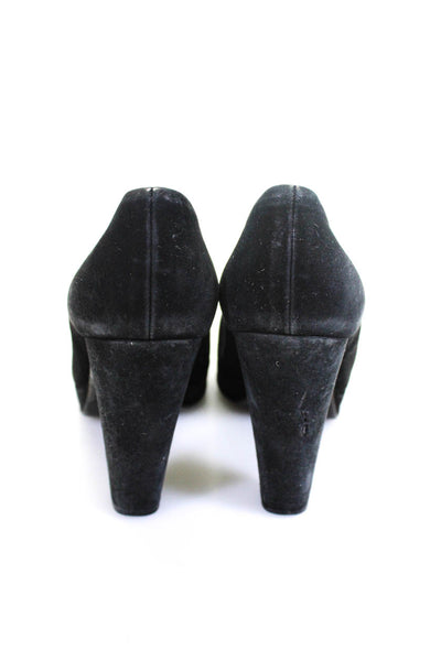 Miu Miu Women's Suede Platform Block Heel Pumps Black Size 8.5
