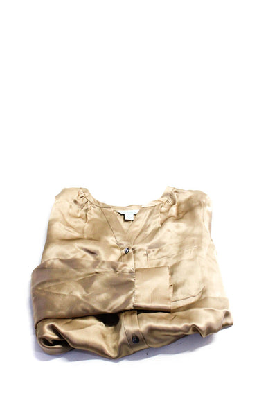 Sundance Studio Maeve Womens Silk Button Long Sleeve Tops Brown Size XS S Lot 2