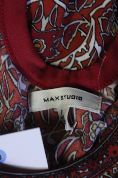 Max Studio Women's Keyhole Back Mosaic Floral Print Shift Dress Red Size S