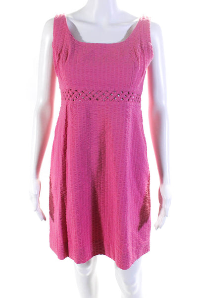 Lily Pulitzer Women's Cotton Textured Scoop Neck A-line Dress Pink Size 4