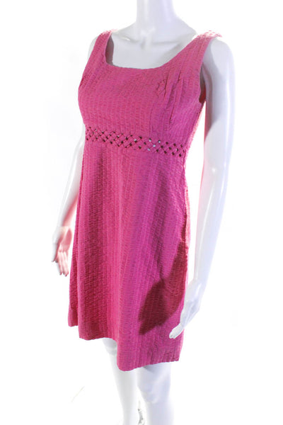 Lily Pulitzer Women's Cotton Textured Scoop Neck A-line Dress Pink Size 4