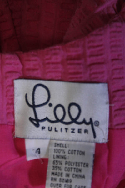 Lily Pulitzer Women's Cotton Textured Scoop Neck A-line Dress Pink Size 4