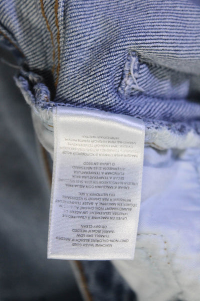 Redone Womens Cotton Buttoned Slim Straight Leg Light Wash Jeans Blue Size EUR23