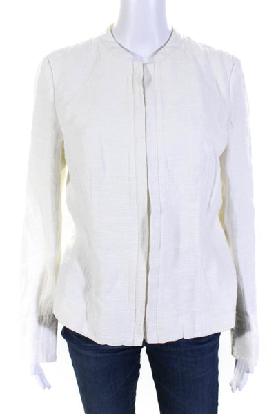 Lafayette 148 New York Womens Cotton Zip Up Lightweight Jacket White Size 8