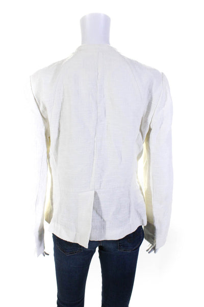 Lafayette 148 New York Womens Cotton Zip Up Lightweight Jacket White Size 8