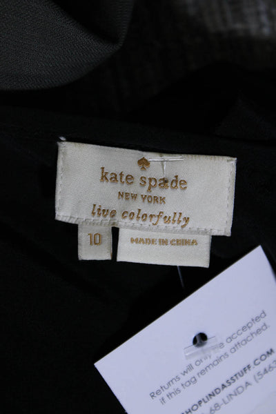 Kate Spade Womens Crepe Ruffled Scoop Neck Sleeveless Blouse Top Black Size 10