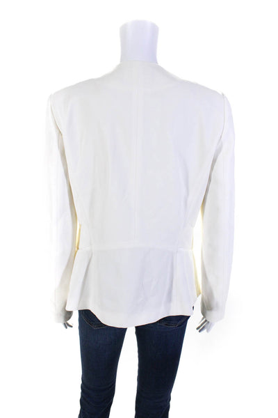Lafayette 148 New York Womens Woven Draped Open Front Blazer Jacket White Size 6