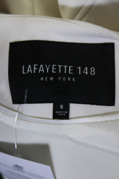 Lafayette 148 New York Womens Woven Draped Open Front Blazer Jacket White Size 6