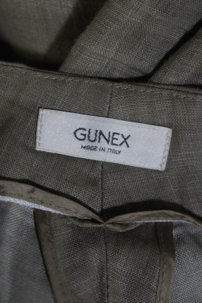 Gunex Womens Brown Linen High Rise Pleated Straight Leg Pants Size 10