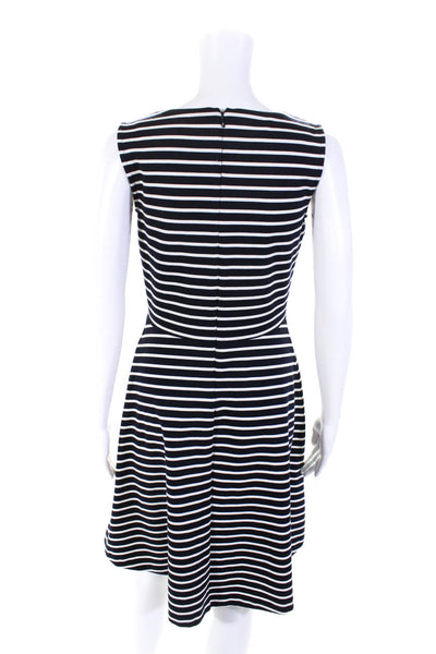 Talbots Womens Navy Striped Scoop Neck Sleeveless Fit & Flare Dress Size S