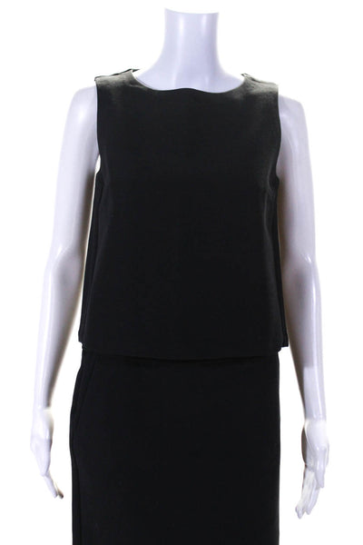 'S Max Mara Women's Cotton A-line Hook Pile Tape Skirt Tank Set Black Size 4