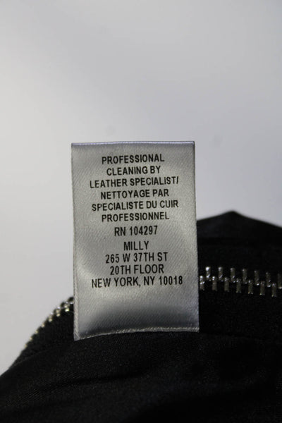 Milly Women's Wool Leather Combo Zipper Trim Top Black Size 0