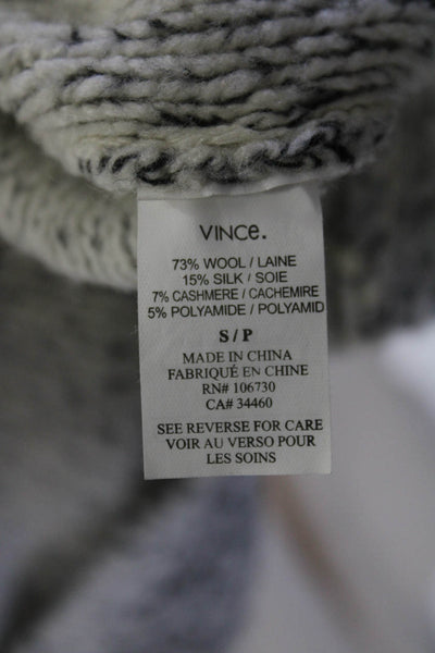 Vince Womens Pullover Oversized Boxy Scoop Neck Sweater White Gray Wool Small