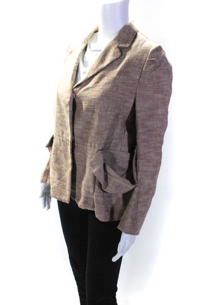 Marni Womens Brown Cotton Textured Two Button Long Sleeve Blazer Jacket Size 40