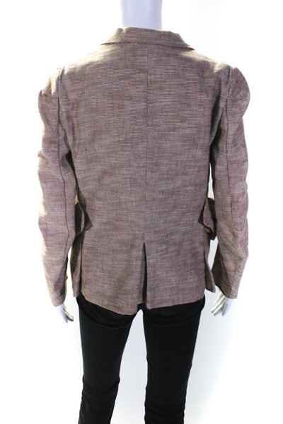 Marni Womens Brown Cotton Textured Two Button Long Sleeve Blazer Jacket Size 40