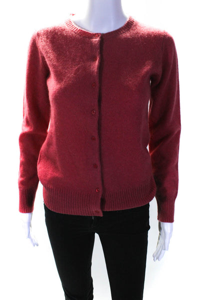 Magaschoni Womens Cashmere Long Sleeve Crewneck Sweater Cardigan Red Size XS
