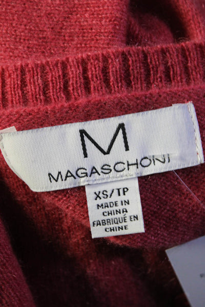 Magaschoni Womens Cashmere Long Sleeve Crewneck Sweater Cardigan Red Size XS