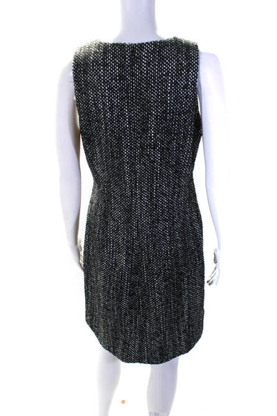 Theory Womens Knit Spotted Print Sleeveless A-Line Dress Black White Size 8
