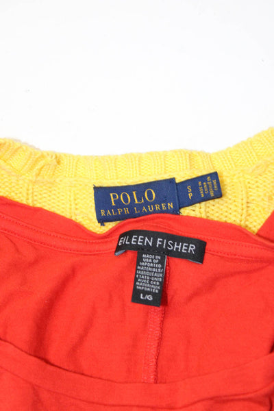 Polo Ralph Lauren Eileen Fisher Womens Sweater Top Yellow Orange Size S L Lot 2