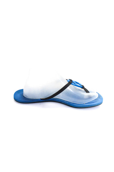 Hermes Womens Strappy Open Toe Flat Heel Kala Nera Flip Flops Sea Blue Size 9US