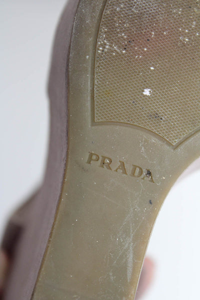 Prada Womens Mauve Suede Peep Toe Platform Wedge Sandals Shoes Size 7