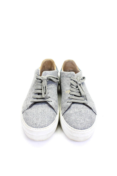 Axel Arigato Womens Gray Fuzzy Low Top Platform Sneakers Shoes Size 7.5