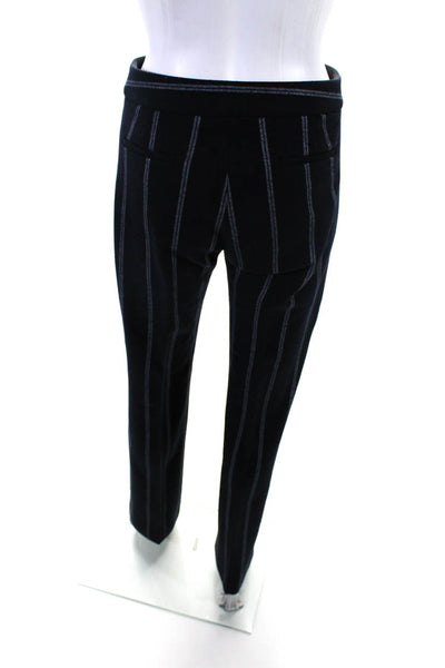 Derek Lam 10 Crosby Womens Knit Striped High Rise Straight Leg Pants Navy Size 6