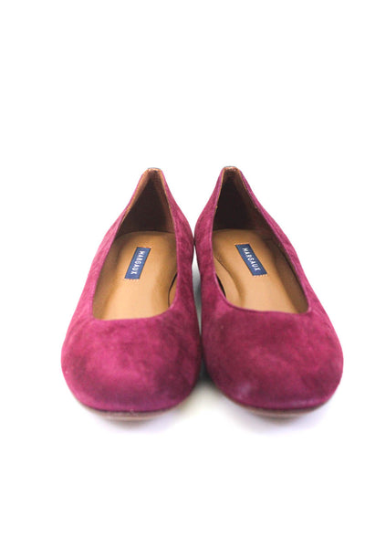 Margaux Womens The Classic Round Toe Ballet Flats Suede Burgundy Size 38.5 8.5