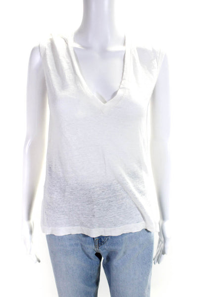 Brochu Walker Womens Linen Pullover V Neck Tank Top White Size Small