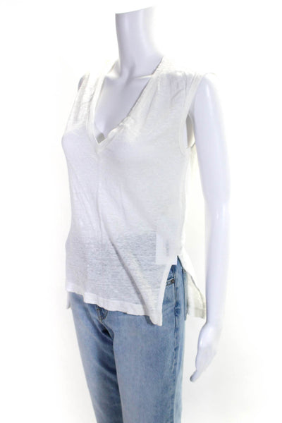 Brochu Walker Womens Linen Pullover V Neck Tank Top White Size Small