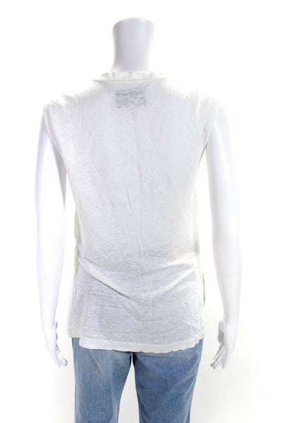 Brochu Walker Womens Linen Pullover V Neck Tank Top White Size Small