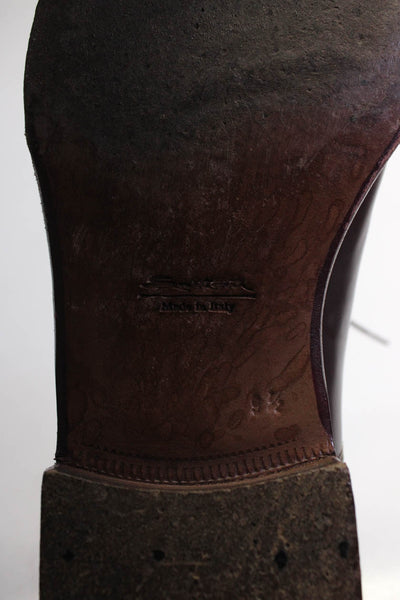Santoni Mens Burgundy Leather Lace Up Cap Toe Bailey Oxford Shoes Size 9.5D