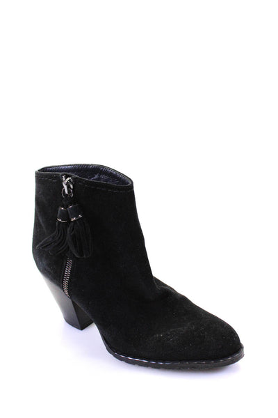 Stuart Weitzman Womens Suede High Heel Zip Up Ankle Boots Black Size 5M