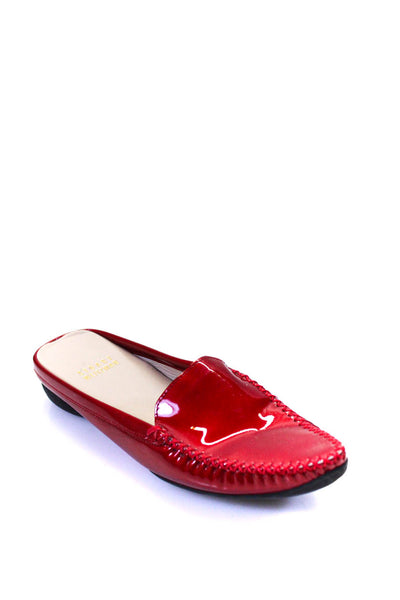 Stuart Weitzman Womens Patent Leather Slip On Loafers Mules Red Size 5 M