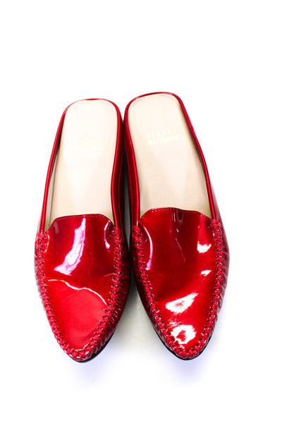Stuart Weitzman Womens Patent Leather Slip On Loafers Mules Red Size 5 M
