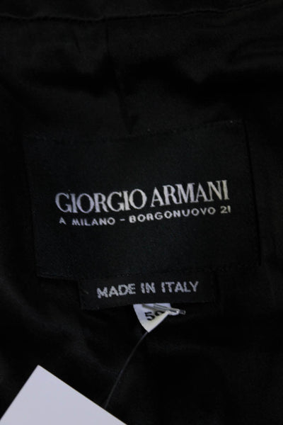 Giorgio Armani Men's Textured Plaid Four Button Collarless Jacket Blue Size 40