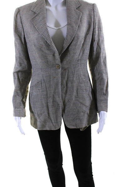 Giorgio Armani Women's Woven One Button Lined Blazer Jacket Beige Size 44