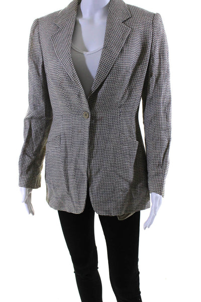 Giorgio Armani Women's Woven One Button Lined Blazer Jacket Beige Size 44