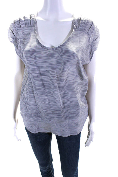 Joie Womens Gray Silk Printed Scoop Neck Cap Sleeve Blouse Top Size XS
