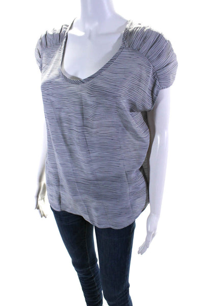 Joie Womens Gray Silk Printed Scoop Neck Cap Sleeve Blouse Top Size XS