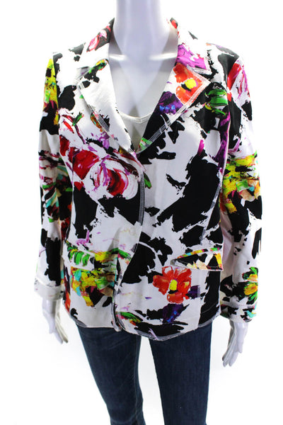 Elliot Lauren Cotton Abstract Print Snapped Buttoned Blazer Multicolor Size S