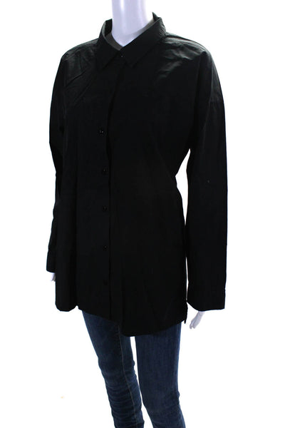 Eileen Fisher Women's Collar Long Sleeves Button Down Shirt Black Size M