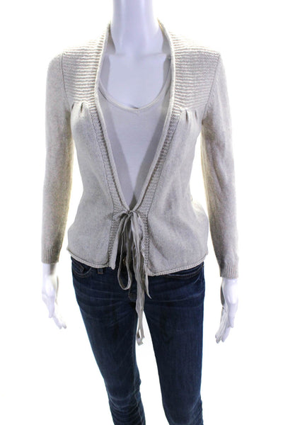 Rebecca Taylor Women's Open Front Long Sleeves Cardigan Gray Size S