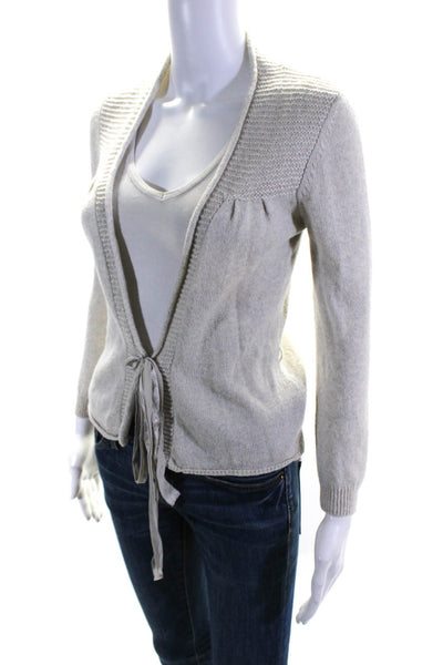 Rebecca Taylor Women's Open Front Long Sleeves Cardigan Gray Size S
