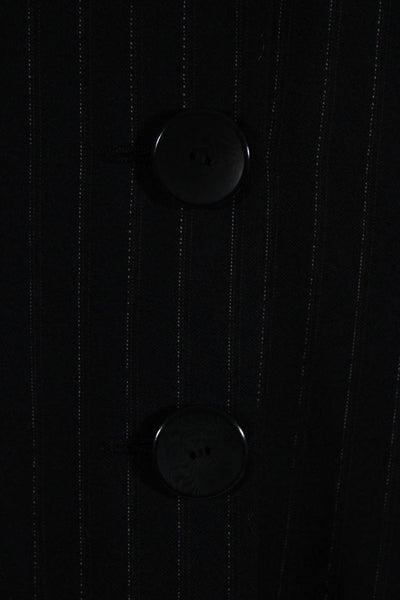 Zanella Womens Pinstripe Three Button Blazer Jacket Navy Blue Wool Size 8
