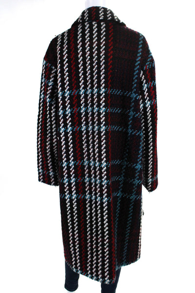 M&S Collection Womens Chunky Woven Stripe Long Peacoat Black Red Blue Size XL