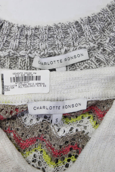 Charlotte Ronson Women's Long Sleeve Open Knit Blouse Gray Size S, Lot 2