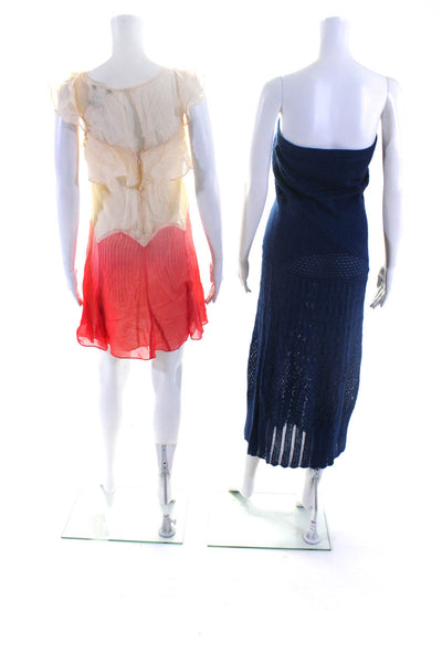 Charlotte Ronson Women's Strapless Scalloped Hem Knit Dress Blue Size S 2, Lot 2